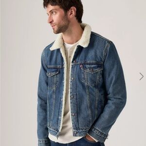 Levi Strauss Men's Blue Denim Sherpa Collar Jacket